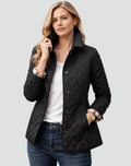 Women’s Quilted Jacket Button Front Collared Outerwear