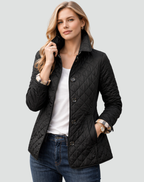 Women’s Quilted Jacket Button Front Collared Outerwear