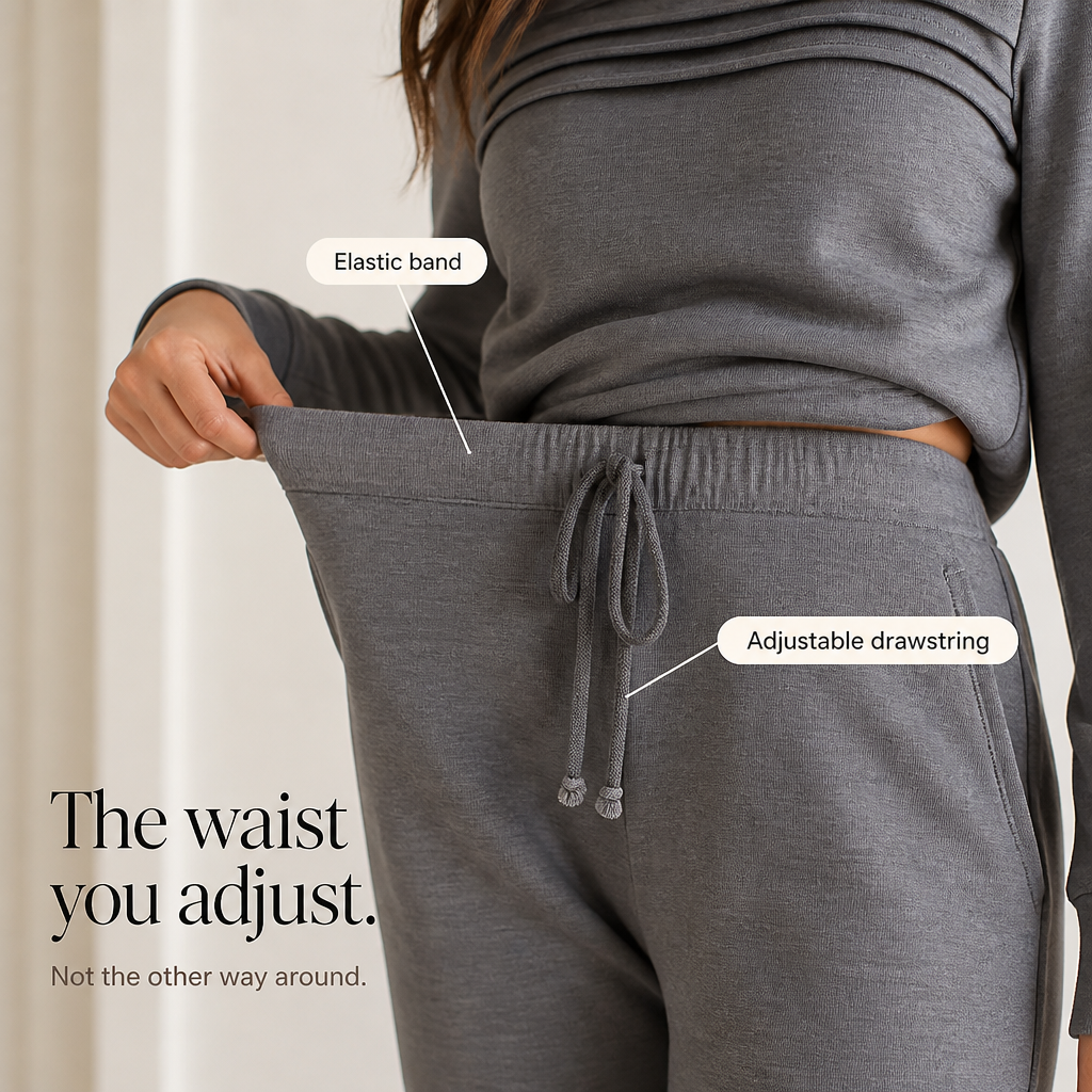 Wearbella | Pleated Crew Neck Drawstring Lounge Set