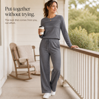 Wearbella | Pleated Crew Neck Drawstring Lounge Set