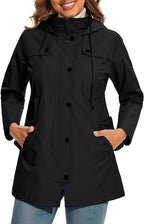 Women's Hooded Raincoat with Fleece Check Lining
