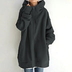 Women’s Oversized Longline Zip-Up Hoodie – Relaxed Hooded Sweatshirt Jacket with Pockets for Casual Autumn and Winter Layering