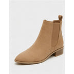 Women's Pointed Toe Chelsea Ankle Boots Low Block Heel