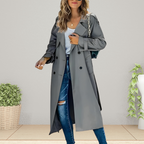 Women's Double-Breasted Trench Coat Mid-Length Regular Fit