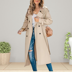 Women's Double-Breasted Trench Coat Mid-Length Regular Fit