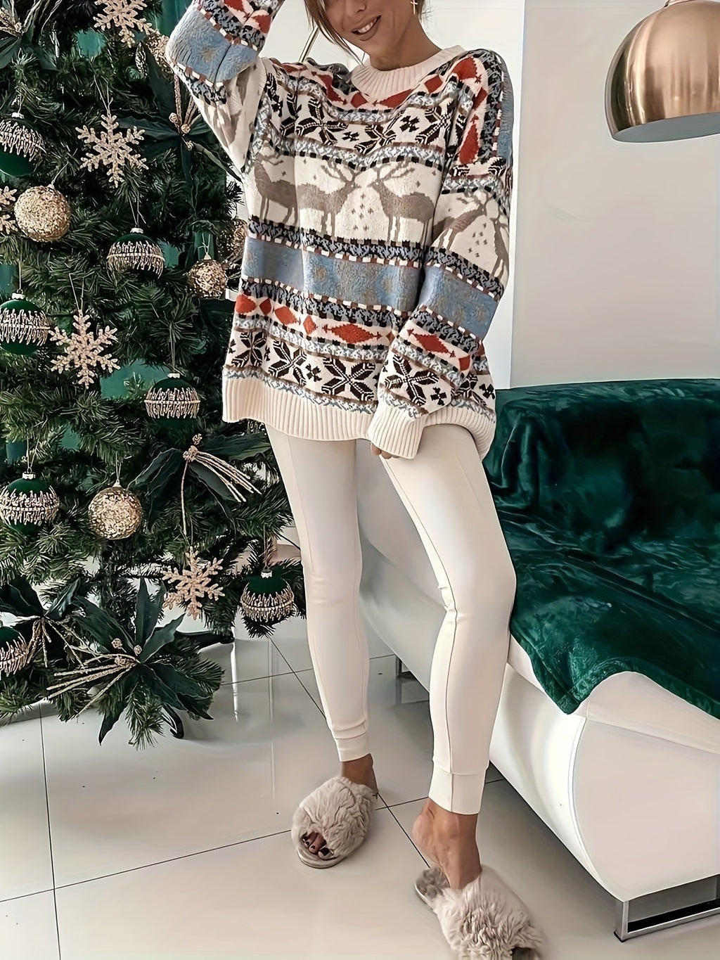 Women's Fair Isle Jumper with Snowflake Pattern