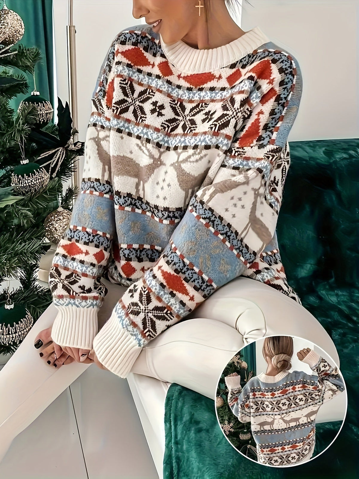 Women's Fair Isle Jumper with Snowflake Pattern