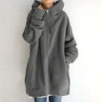 Women’s Oversized Zip-Up Hoodie – Longline Relaxed Sweatshirt Layer with Drawstring Hood for Everyday Comfort