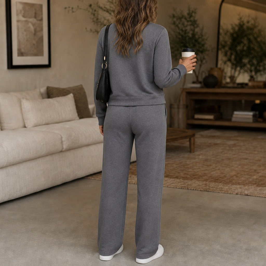 Wearbella | Pleated Crew Neck Drawstring Lounge Set