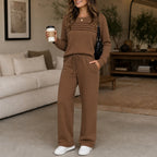 Wearbella | Pleated Crew Neck Drawstring Lounge Set