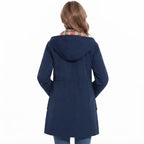 Women's Hooded Raincoat with Fleece Check Lining
