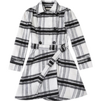 Women's Double-Breasted Belted Coat with Flared Skirt