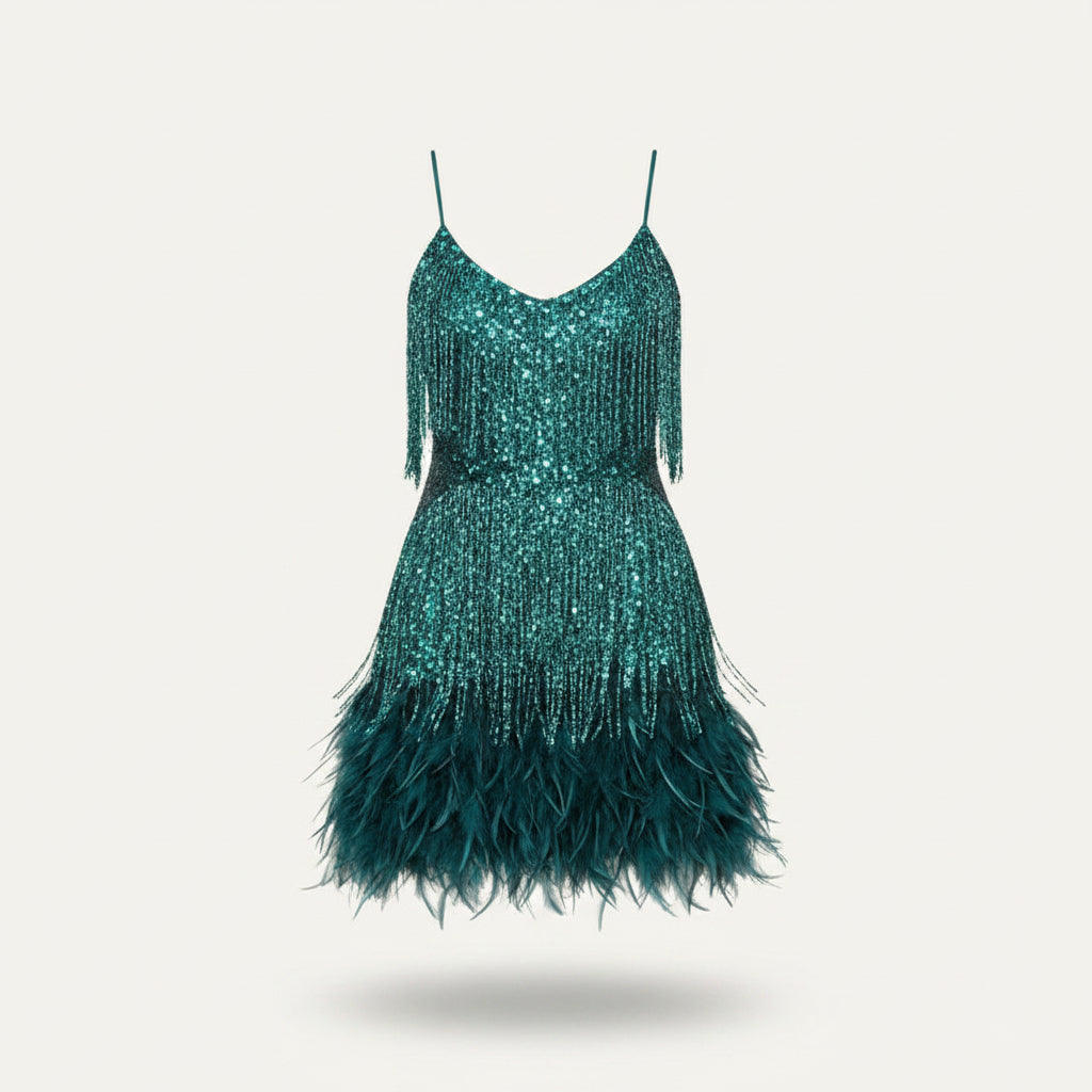Women’s Sequin Spaghetti Strap Cocktail Dress Elegant Fitted Party Wear Evening Glamour