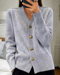 Women’s Knit Cardigan Heart Button Detail Relaxed Fit Layering Piece