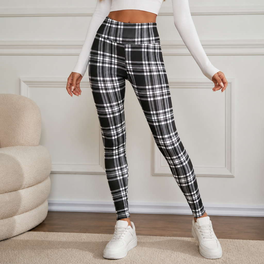 Wearbella | Plaid Brushed-Lining Thermal Leggings