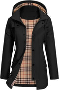 Women’s Waterproof Hooded Raincoat – Fitted Mid-Length Jacket with Storm Flap and Utility Pockets for Wet-Weather Wear