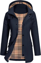 Women’s Waterproof Hooded Raincoat – Fitted Mid-Length Jacket with Storm Flap and Utility Pockets for Wet-Weather Wear