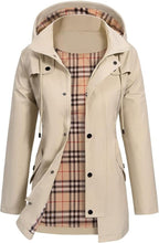 Women’s Waterproof Hooded Raincoat – Fitted Mid-Length Jacket with Storm Flap and Utility Pockets for Wet-Weather Wear