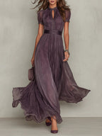 Women’s Maxi Dress Lace Trim Gathered Waist Occasionwear