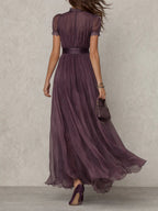 Women’s Maxi Dress Lace Trim Gathered Waist Occasionwear